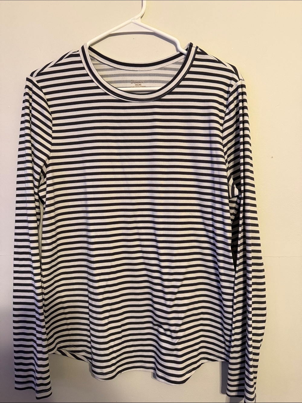 No Boundaries Black and White Striped Long Sleeve Tee